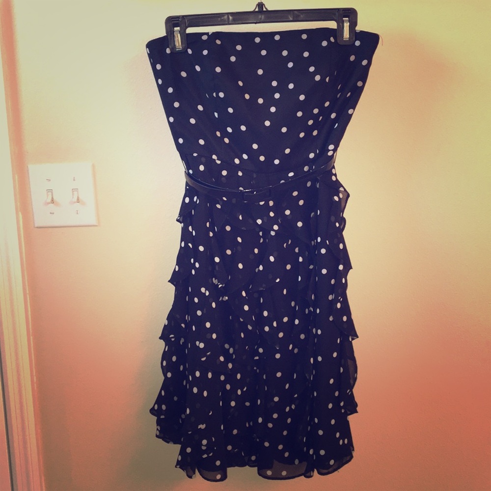 WHBM strapless polka dot dress